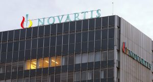 Logo of Swiss drugmaker Novartis is seen at its headquarters in Basel